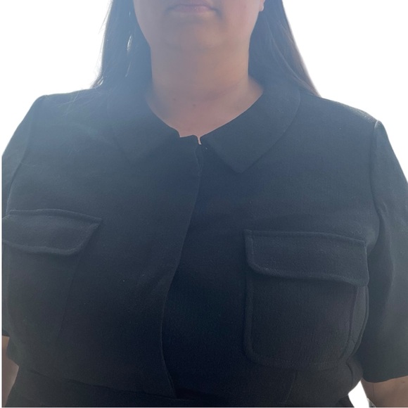 NWT Lafayette 148 100% Virgin Wool Crepe Belted Short Sleeve Shirt Dress sz 16W - Picture 2 of 11